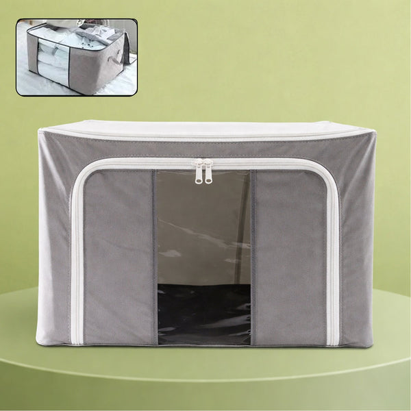 Foldable Steel Frame Clothes Storage Organizer Bag 60x43x32cm (Mix Color)