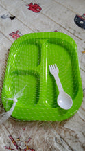 Biodegradable 3-Compartment Plastic Food Plate with Spoon for Snacks (1 Pc)
